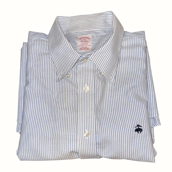 Brooks Brothers Other - Brooks Brothers Madison Fit Shirt XXL Blue Pinstripe Non-Iron Supima Cotton